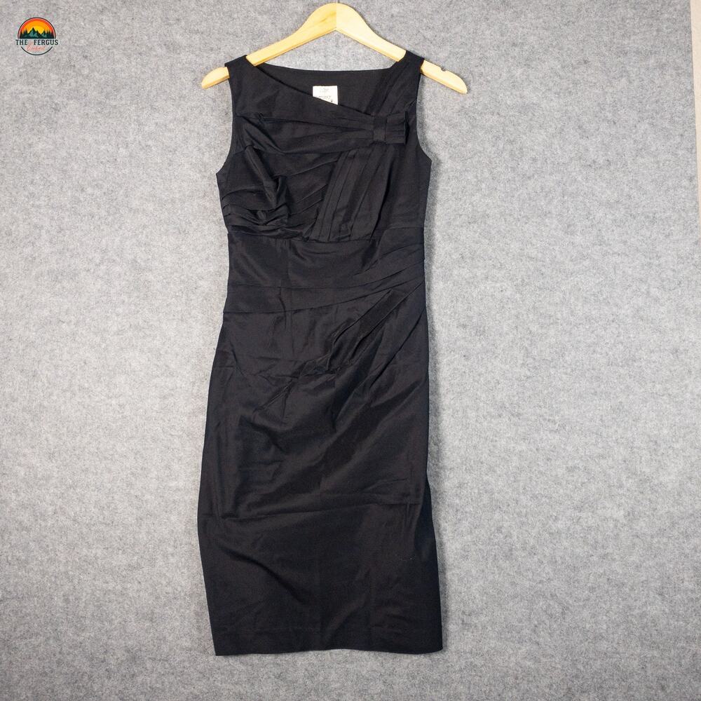 Suzi Chin For Maggy Boutique Shift Dress Black Sleeveless Cotton Blend Women's 4
